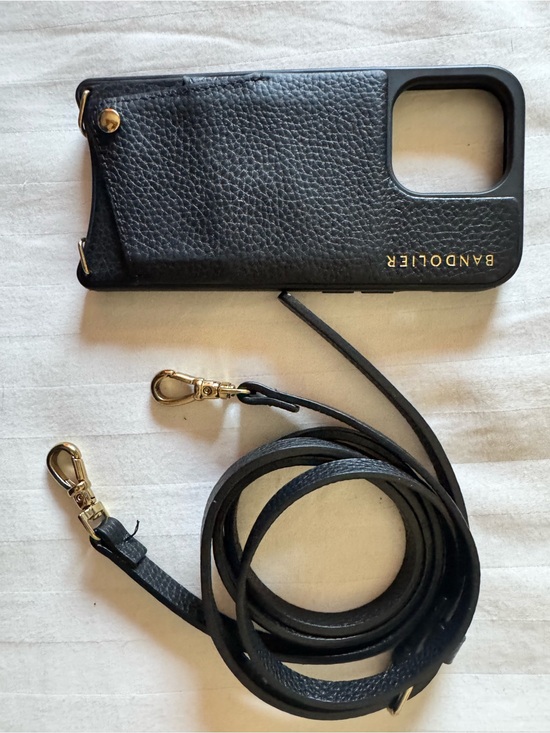 Bandolier Other - Bandolier Emma Black Leather Phone Crossbody Case, Gold Hardware-iPhone 13pro